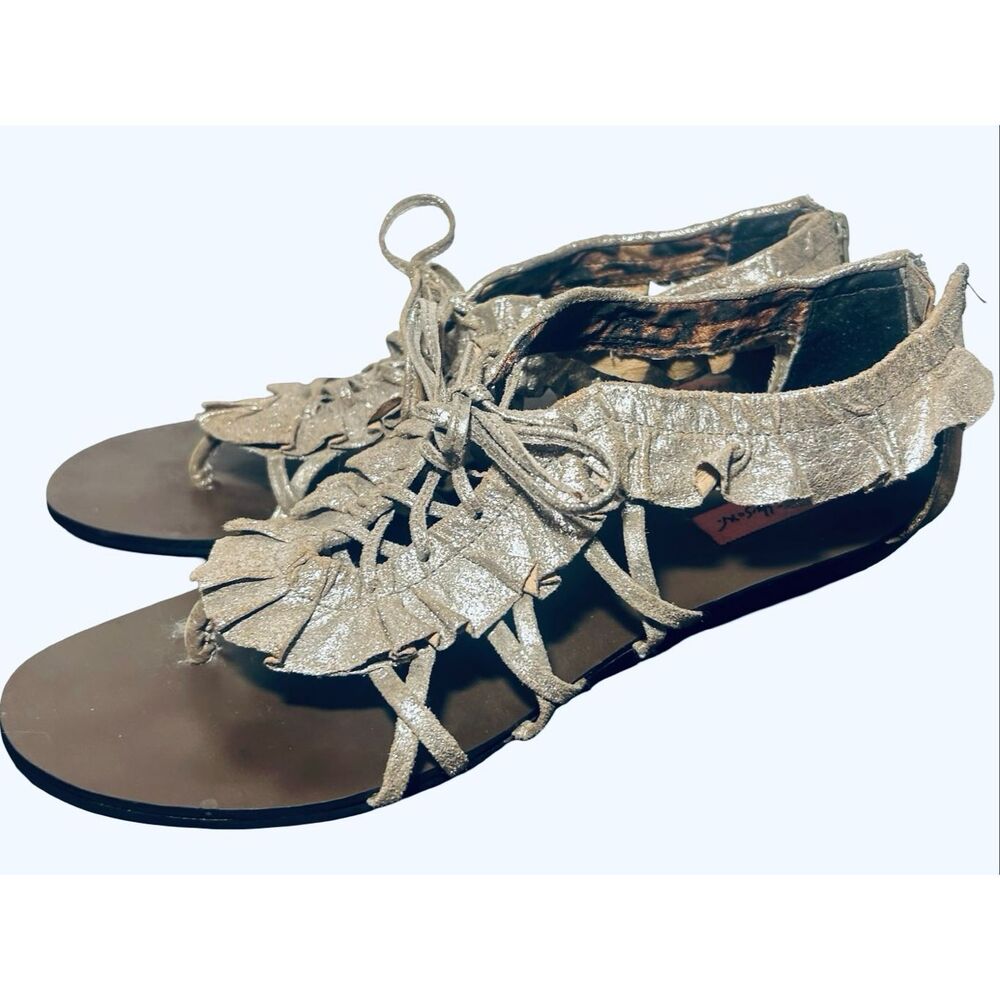 Betsey Johnson Gold Shimmer Ruffled Sandals